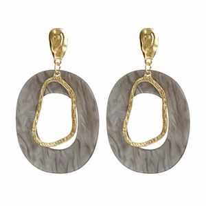 Gold & Gray Dangle Earrings